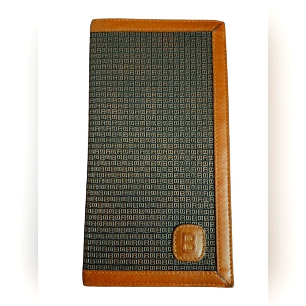 Bally Long Wallet Checkbook Leather Embossed Logo